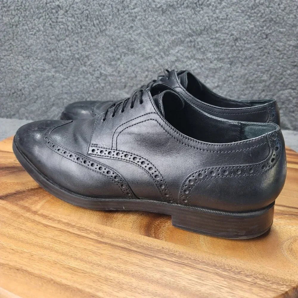 Cole Haan Grand OS Jefferson Shoes Black Leather Mens 9.5 M Oxford Dress C23793‎